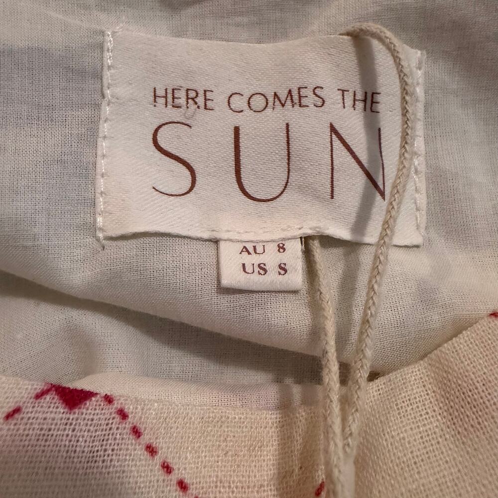 Here Comes The Sun Cream Red Heart Print Sleeveless Mini Dress NWT- S - Picture 4 of 14
